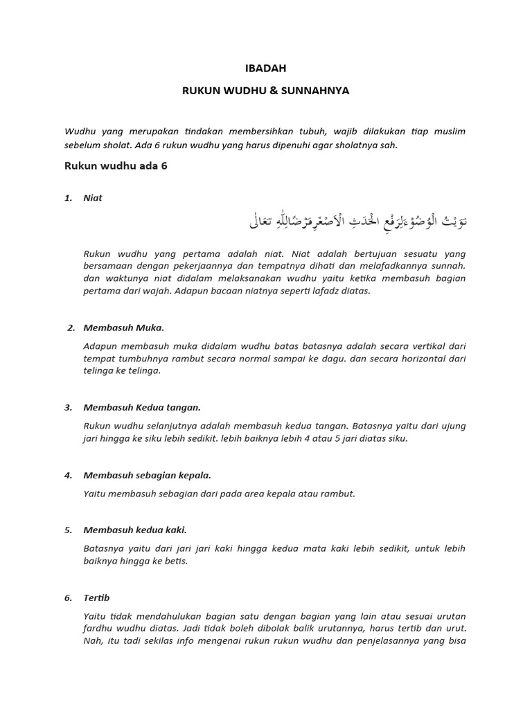 Rukun Wudhu Dan Sunnahnya Pdf