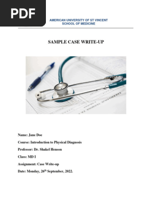 Week 4 - Day 1 - Sample History and Physical Exam Write-up