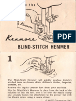 Kenmore Blind Stitch Hemmer Attachment Accessory Instruction Manual