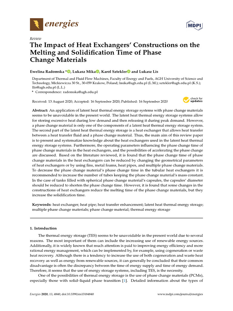 Heat Exchangers and Phase Change Materials | PDF | Heat Transfer | Heat