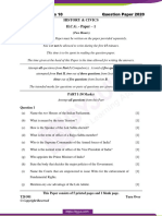 ICSE Class 10 History and Civics Question Paper 2020