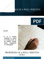 Properties of A Well Written Texts