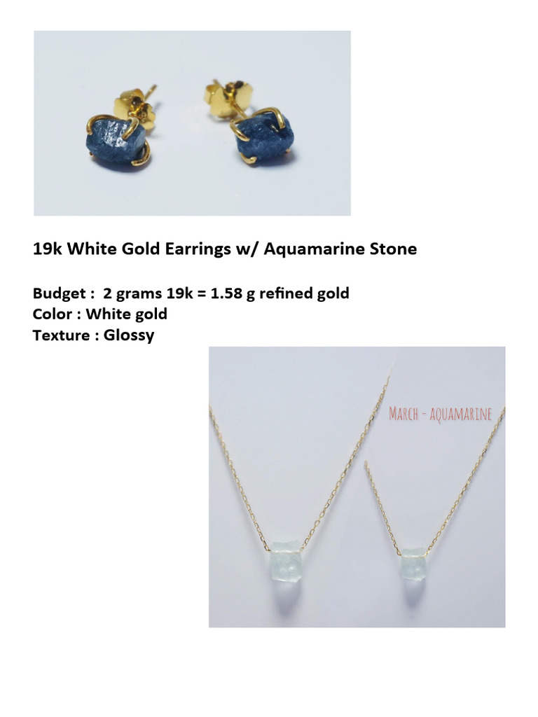 19k White Gold Aquamarine Earrings | PDF