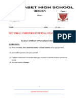 Biology: 2022 Trial 3 Midterm Internal Examination