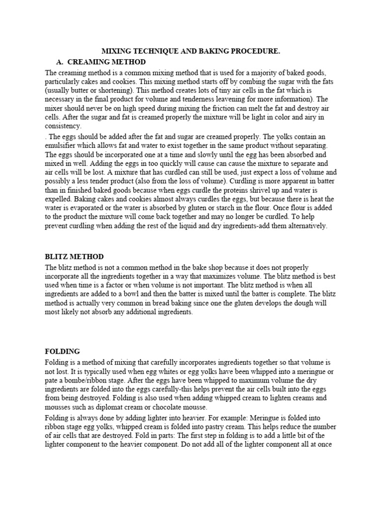 Essential Baking Mixing Techniques | PDF | Cakes | Meringue