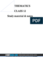 Maths Class 12 Notes and Study Material