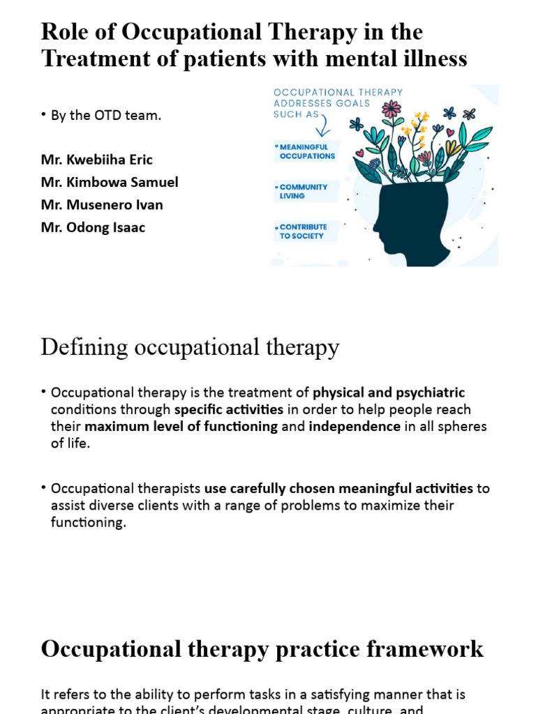Occupational Therapy in Mental Health Care | PDF | Occupational Therapy ...