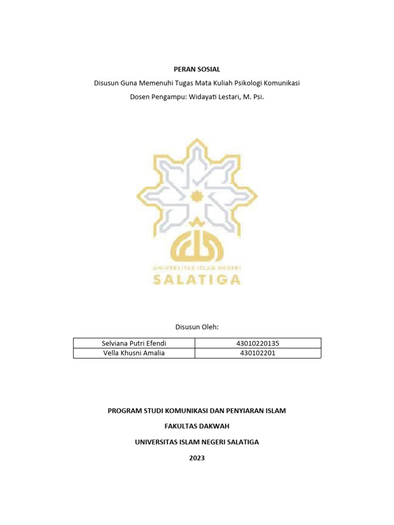 Definisi dan Macam Peran Sosial | PDF | Sains & Matematika