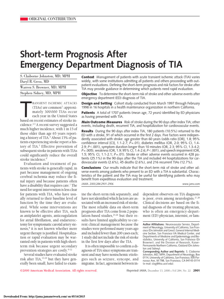 Johnston 2000 Pdf Stroke Cardiovascular System