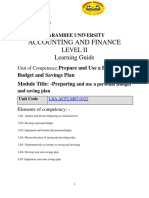 Prepare and Use A Personal Budget and Savings Plan LO1 &LO2