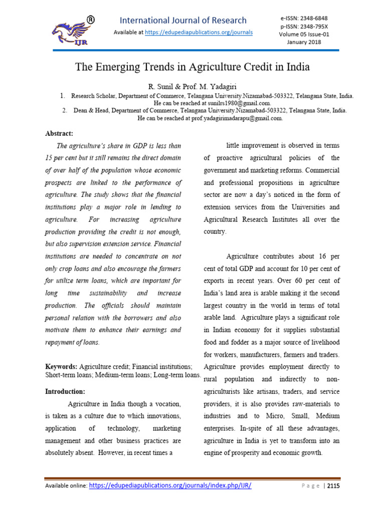Trends in Agricultural Credit in India | PDF | Cost Of Living | Agriculture