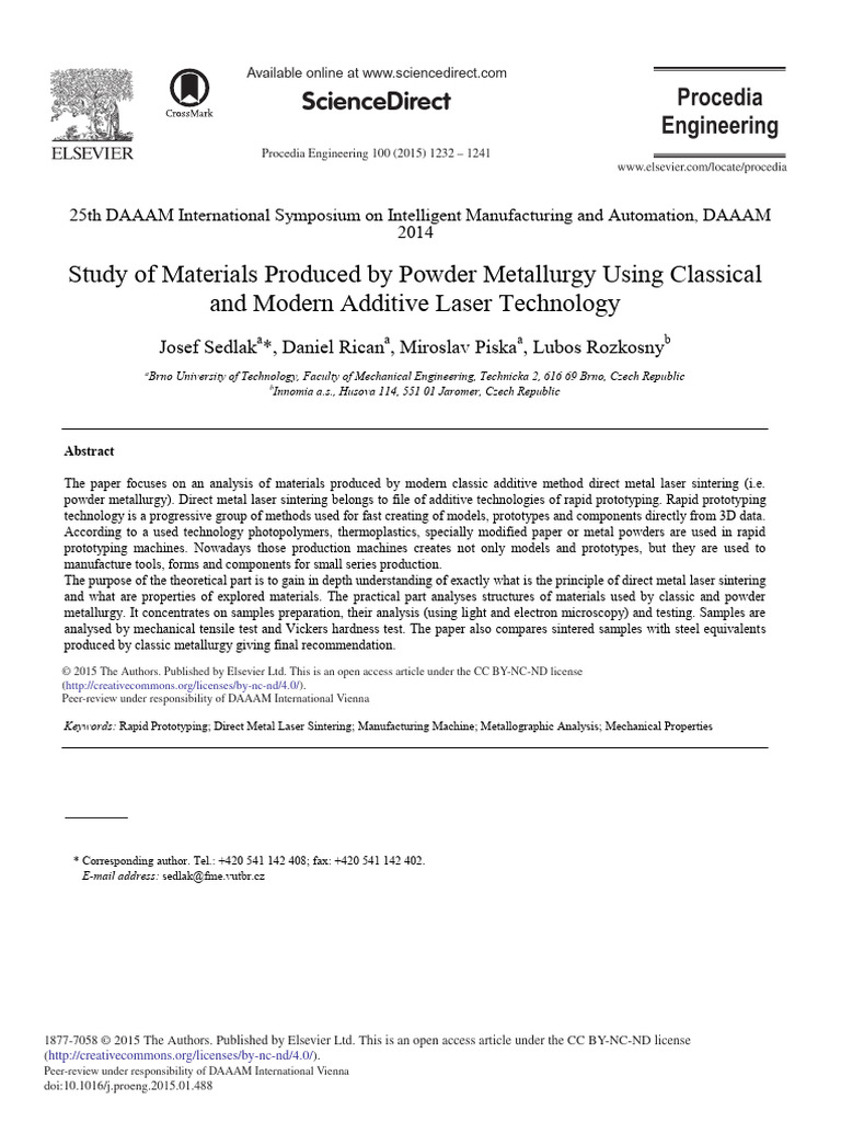 Powder Metallurgy and DMLS Analysis | PDF | Steel | Stainless Steel