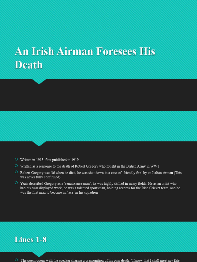 An Irish Airman Foresees His Death Notes PDF Poetry W. B. Yeats