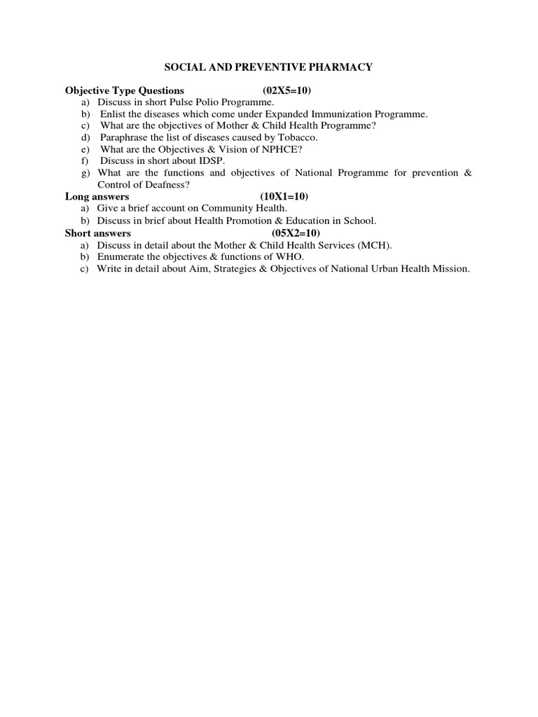 Social and Preventive Pharmacy | PDF