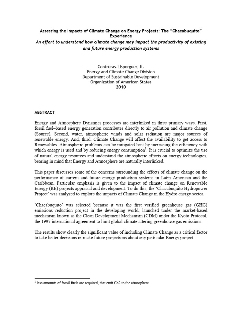 Assessing The Impacts of Climate Change On Energy Projects | PDF ...