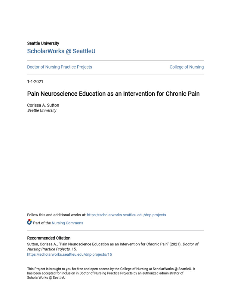 Pain Neuroscience Education As An Intervention For Chronic Pain | PDF ...