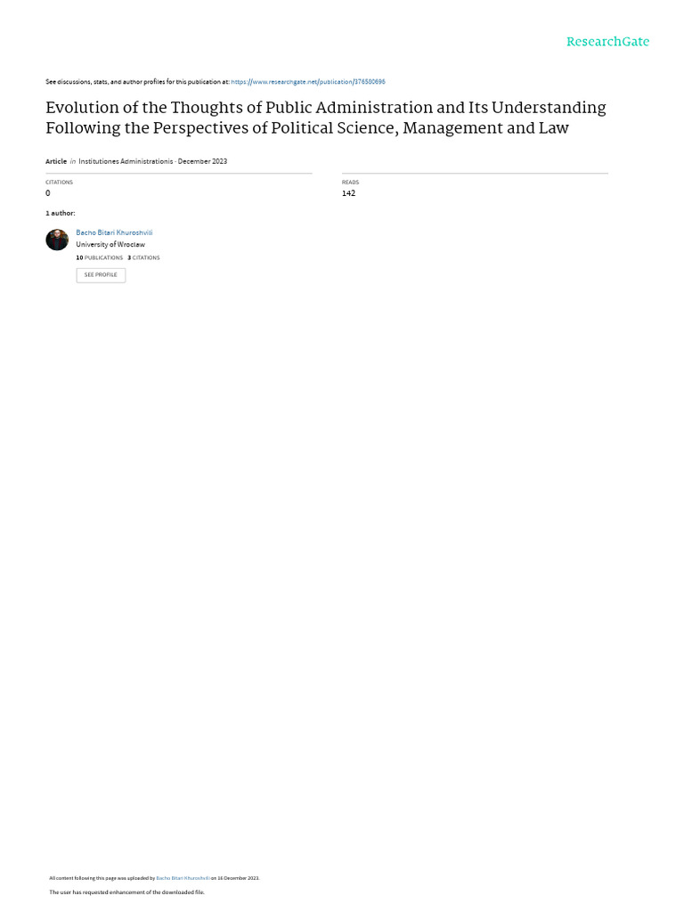 Evolution of Public Administration Thought | PDF | Bureaucracy | Public ...