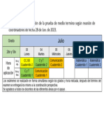 Secundaria Cronograma de Aplicacion de Medi Termino