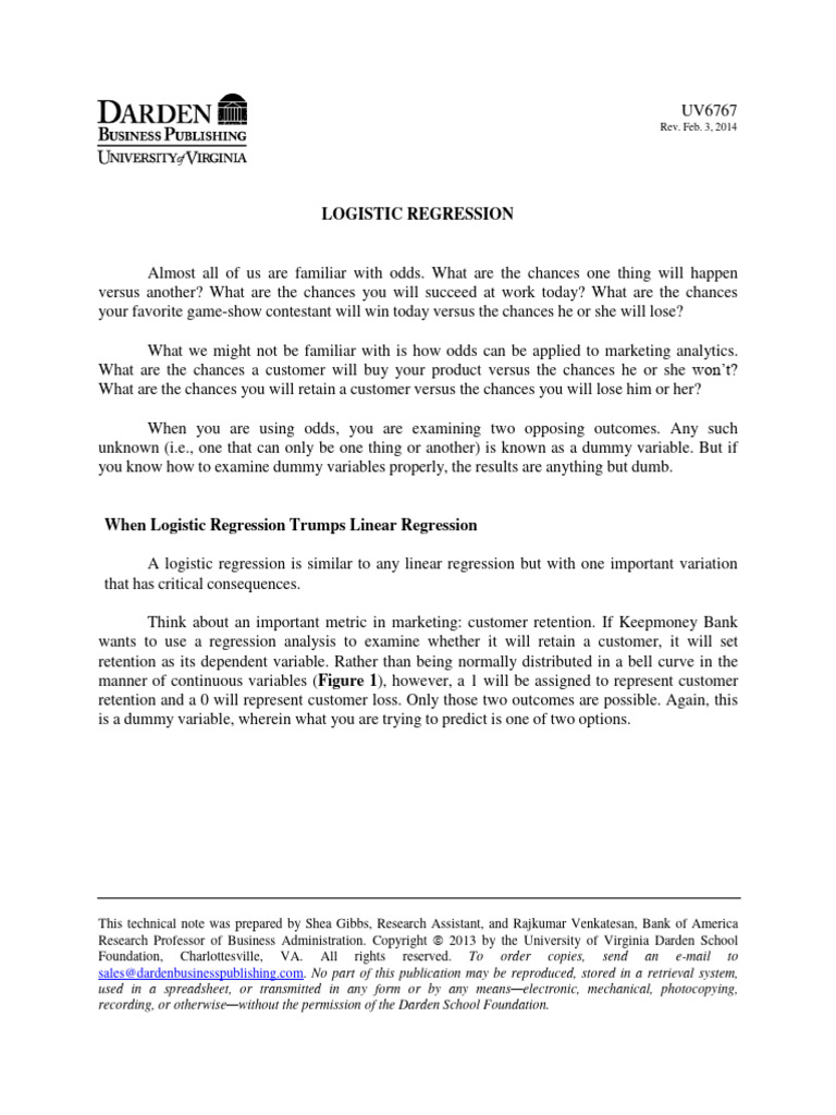 Logistic Regression - Techical Note Case | PDF | Logistic Regression ...