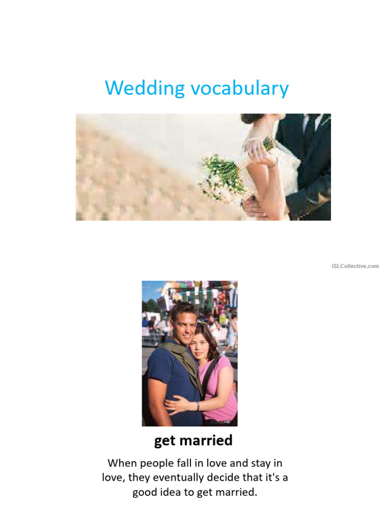 Wedding Vocabulary | PDF | Wedding | Bridesmaid