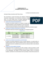 Comunicado N°10 - Informe de Matricula 2024 - Niños Felices