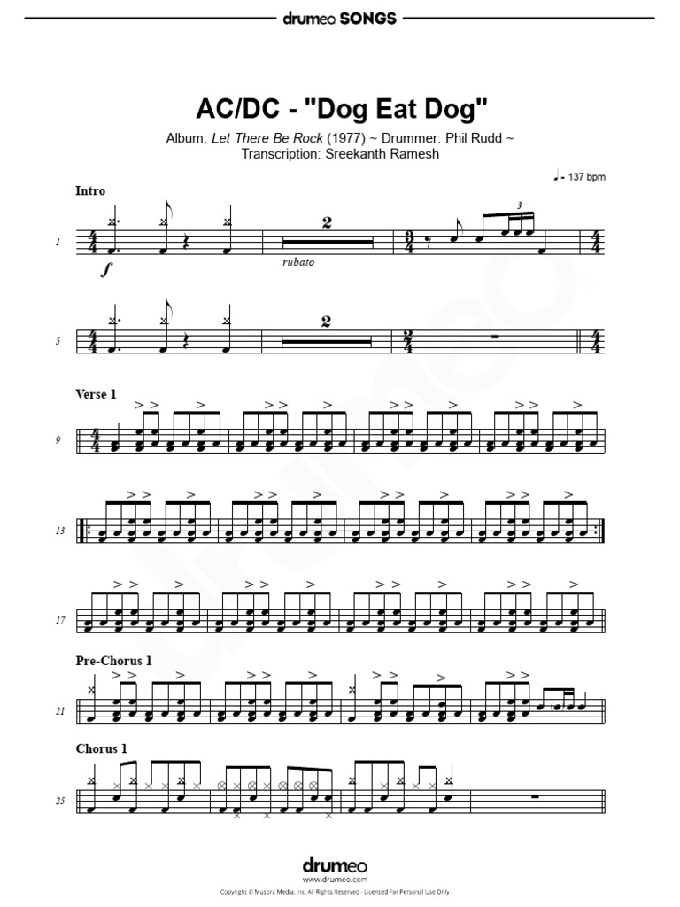 AC DC - Dog Eat Dog | PDF