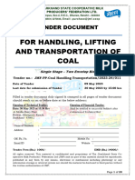 Tender Document For Transport of Coal