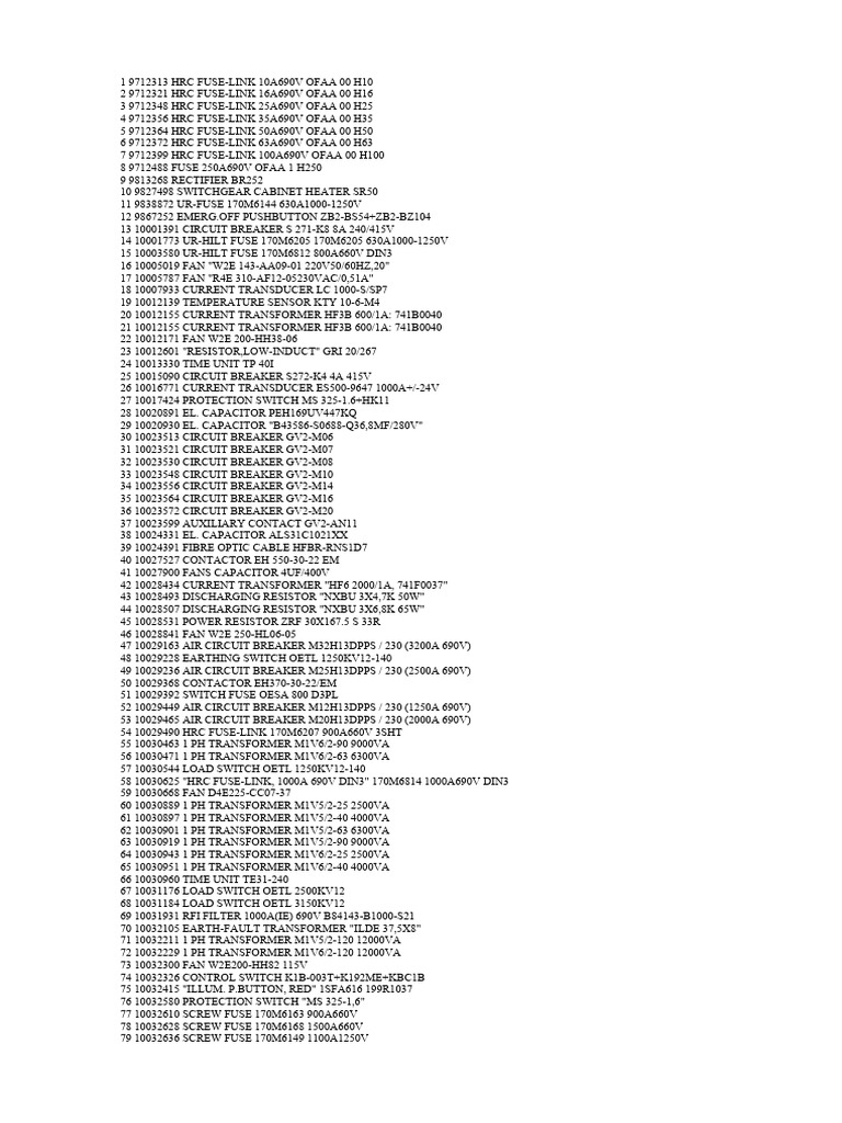 HRC Fuse-Link Specifications and Codes | PDF | Fuse (Electrical) | Relay