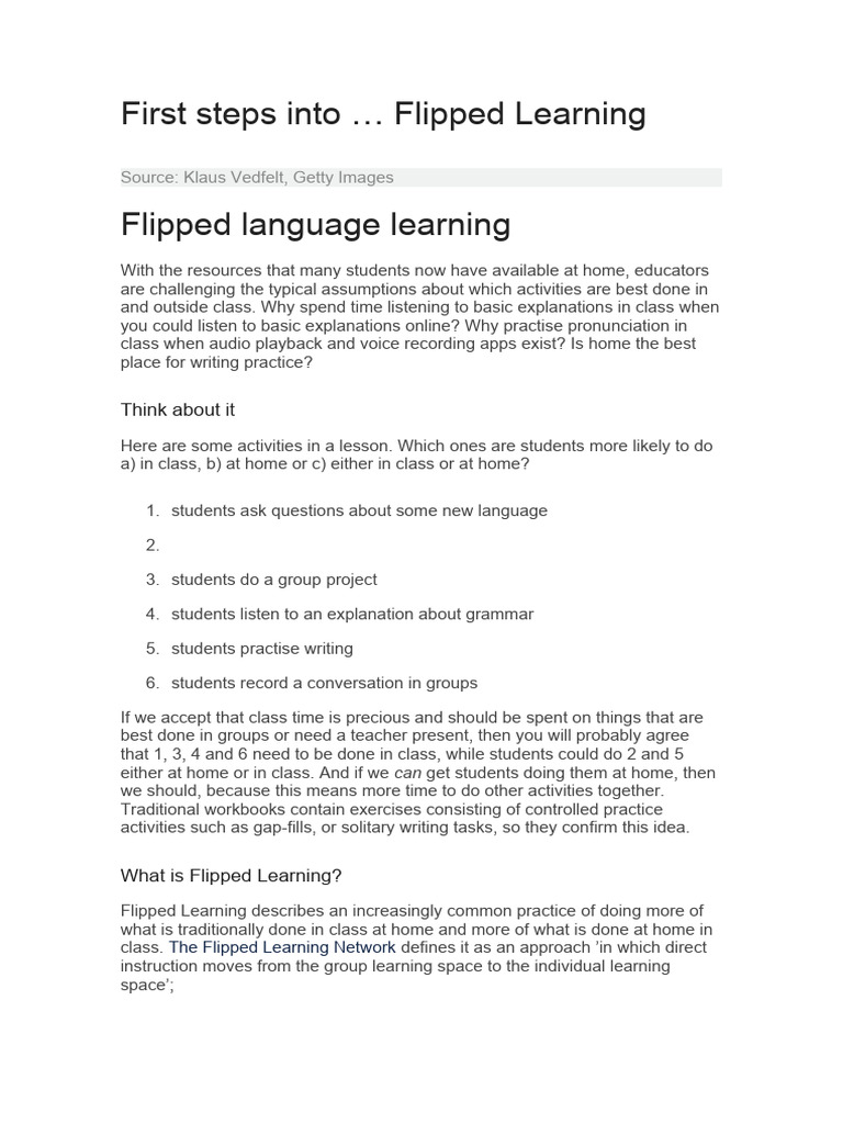 Introduction to Flipped Learning | PDF | Teachers | Learning