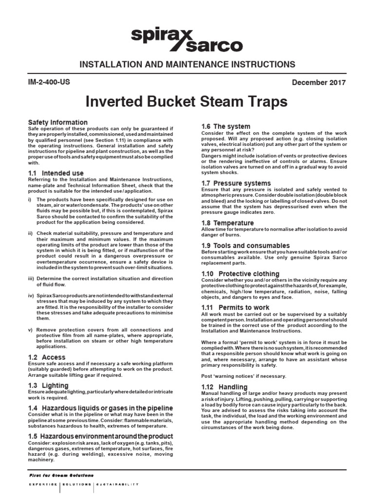 Inverted Bucket Steam Trap Guide | PDF | Valve | Steam