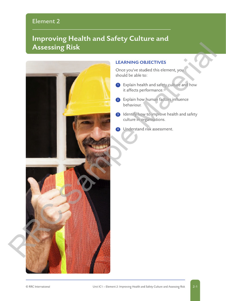 Unit Ic1 Sample Course Material | PDF | Risk | Occupational Safety And ...