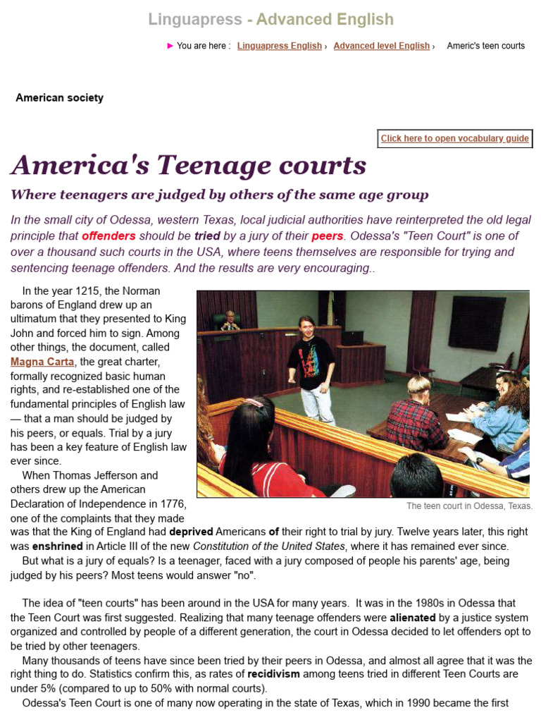 America's Teen Courts - Justice For Teens by Teens | PDF | Magna Carta ...