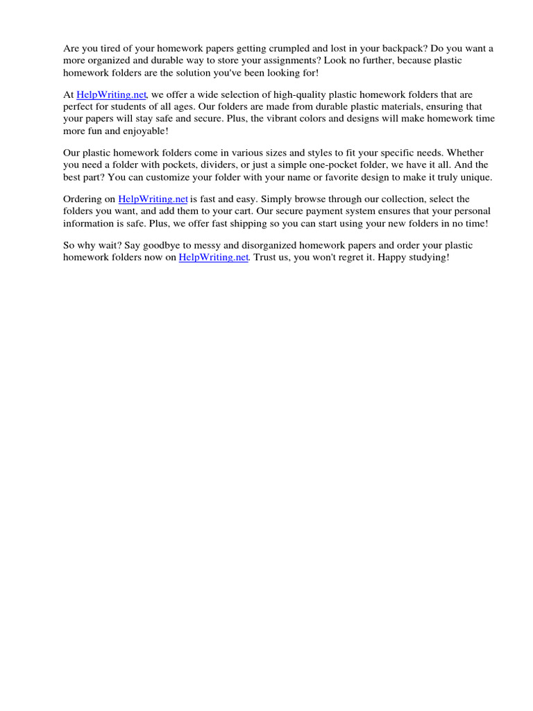 Plastic homework folders order now on helpwriting pdf usb