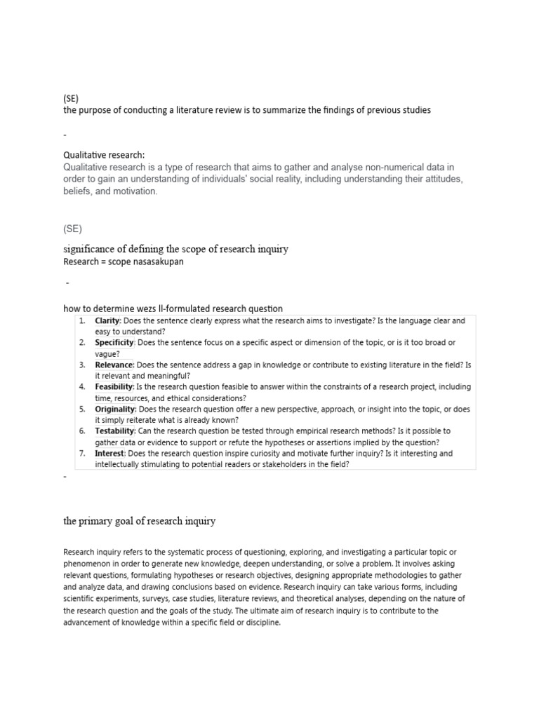 Significance of Defining The Scope of Research Inquiry | PDF | Sampling ...
