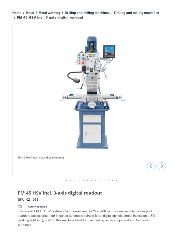 FM 45 HSV incl. 3-axis digital readout _ 02-1088 _ Drilling and milling ...