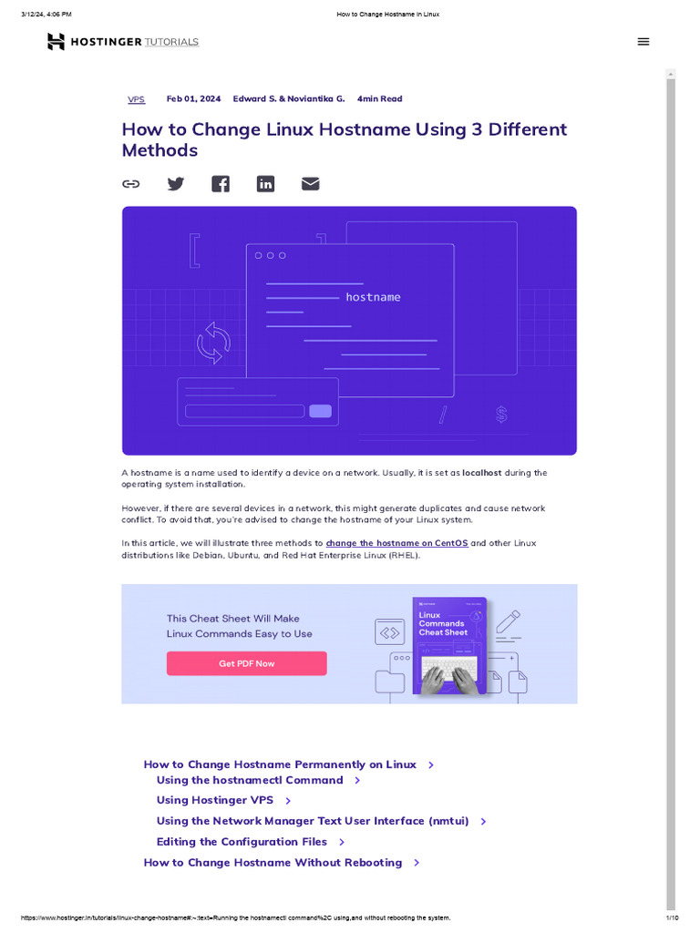 Change Linux Hostname: 3 Methods | PDF | Linux | Software