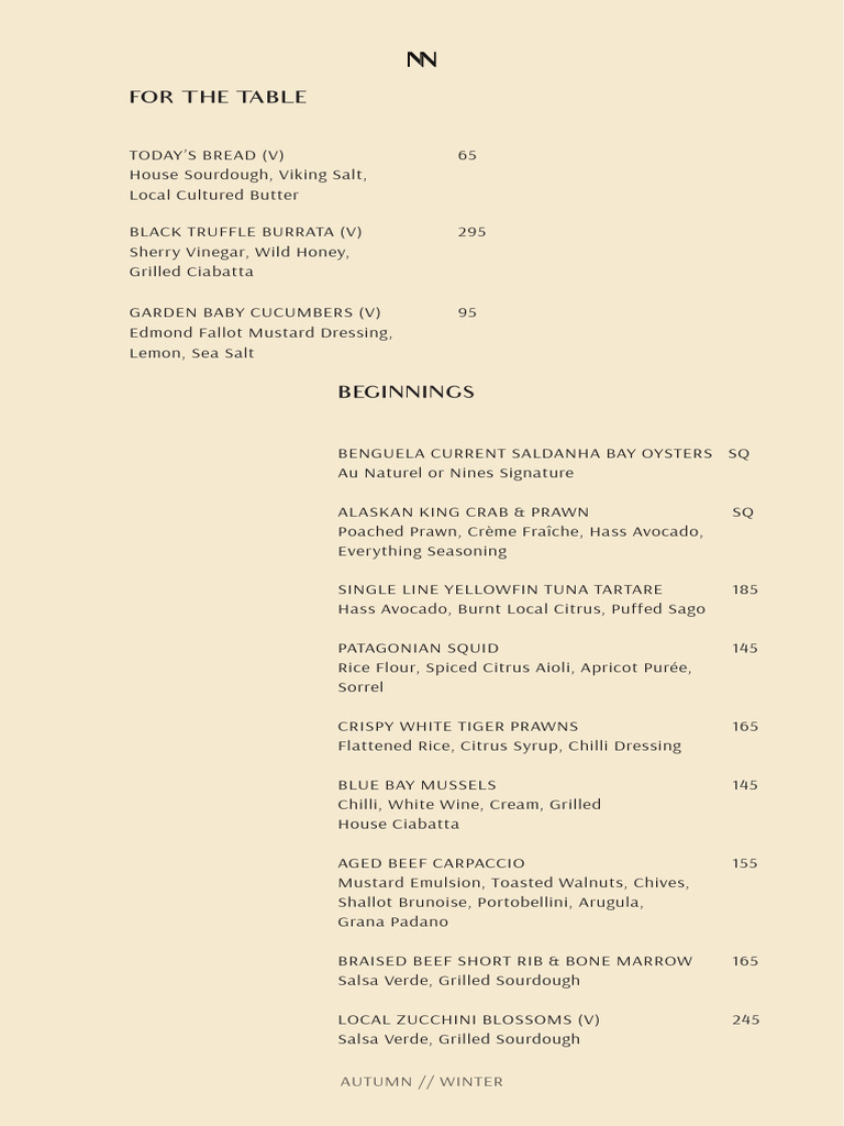 The Nines Restaurant Menu Overview | PDF | Salad | Sauce