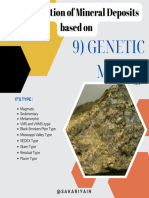 Classification of Mineral Deposits Based On: 9) Genetic Model