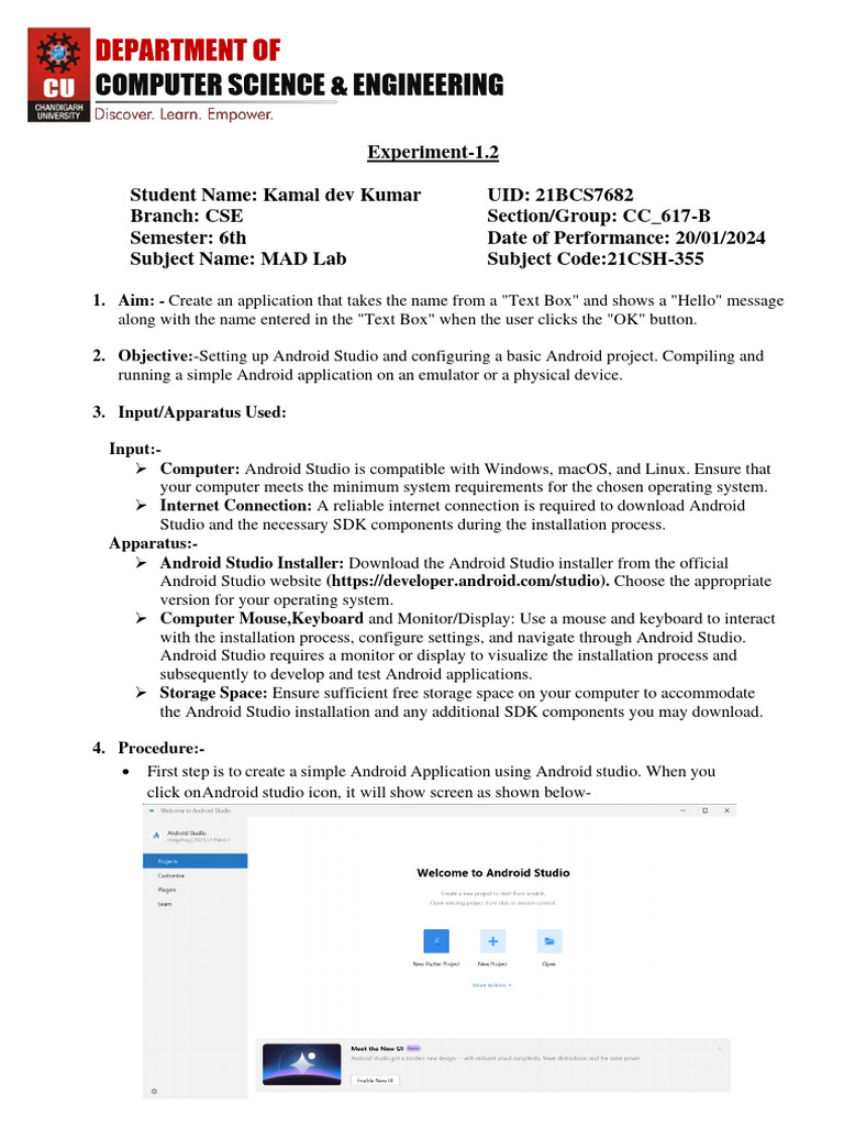 Android Studio Hello World App Guide | PDF | Android (Operating System ...