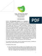 Oi Fato Relevante - Acordo V.tal e AHG e Financiamentos