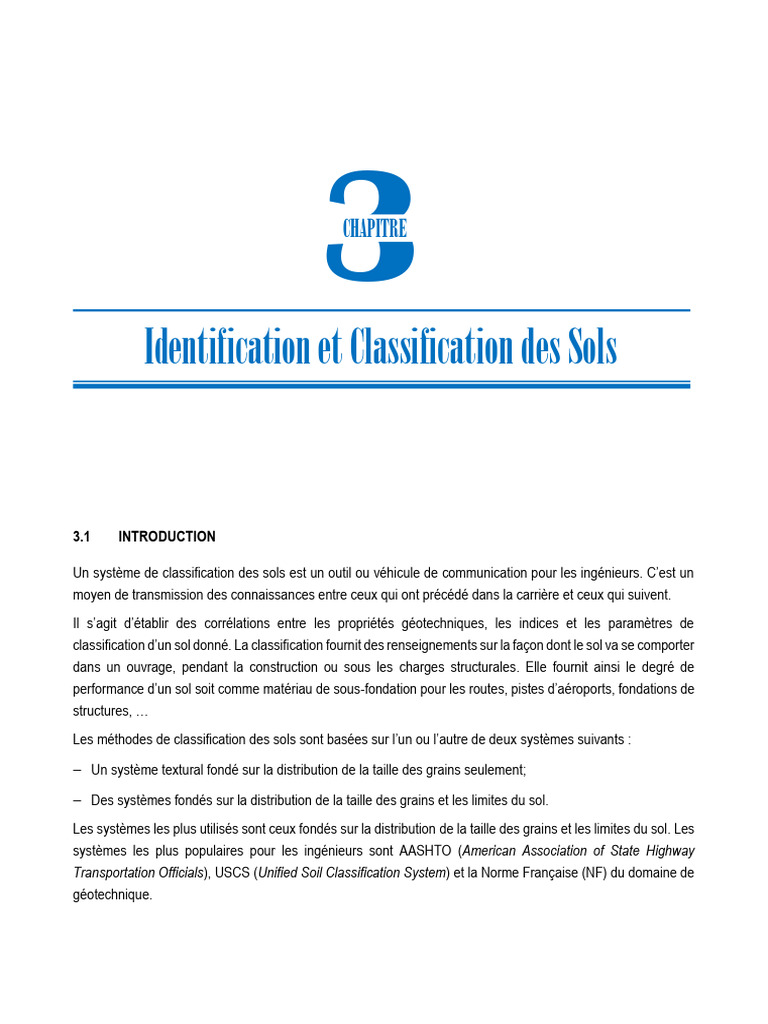 Classification des Sols en Géotechnique | PDF | Limon | Génie géotechnique