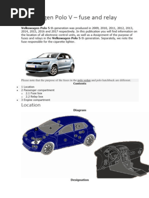 vw polo 2006 cigarette lighter fuse VW Polo 5 Relay and Fuse Locations | PDF | Headlamp