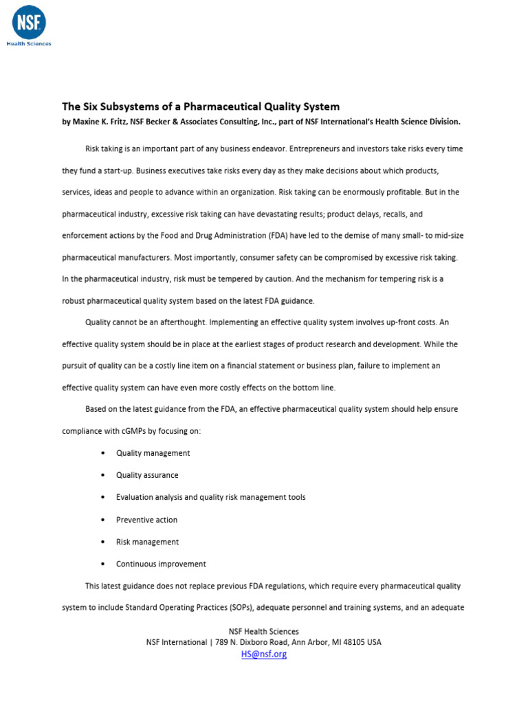 Pharma QualitySystems | PDF | Quality Management System | Food And Drug ...