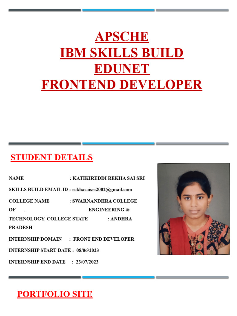 Student Portfolio Site for Frontend Developer | PDF | Websites ...