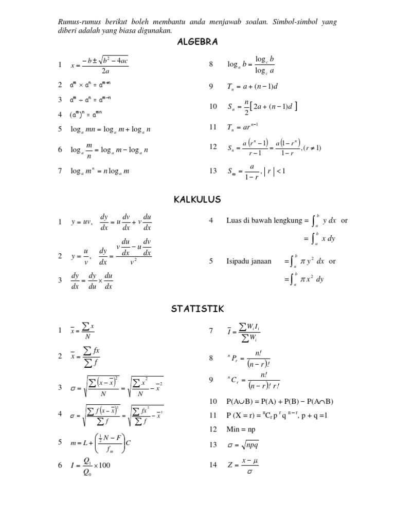 Formula Matematik Spm Pdf