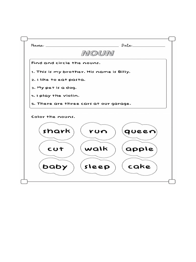 Kindergarten Noun Worksheets 607.Jpg | PDF