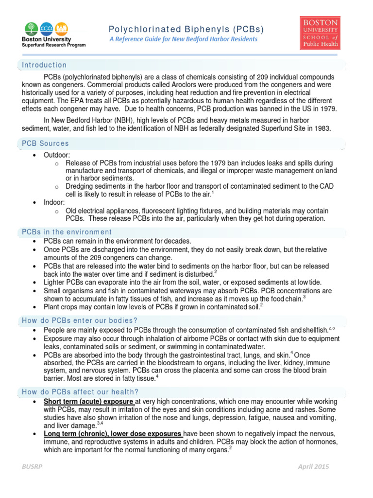 PCB Exposure Guide for New Bedford Residents | PDF | Polychlorinated ...