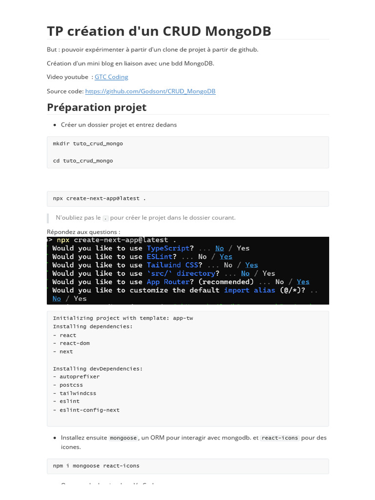 CRUD MongoDB avec Next.js et Mongoose | PDF | MongoDB | JavaScript