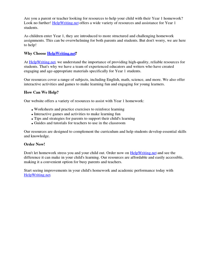 Year 1 Homework Help | PDF | Teachers | Bookbinding