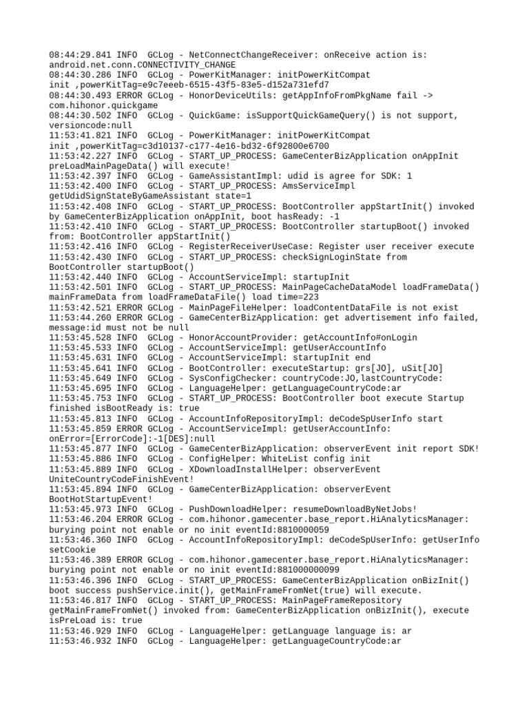 GameCenter Log Analysis and Errors | PDF | Computer Engineering | Internet